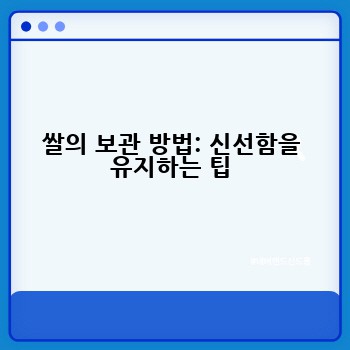 쌀의 보관 방법: 신선함을 유지하는 팁