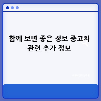 함께 보면 좋은 정보 중고차 관련 추가 정보