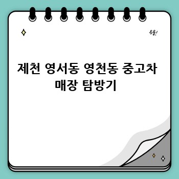 제천 영서동 영천동 중고차 매장 탐방기 
