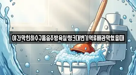 야간막힌하수구뚫음주방욕실씽크대변기역류배관막혔을때